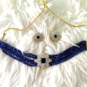 Brand new onyx beads with cz stone pendant